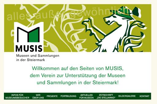Screenshot von der Startseite der MUSIS-Homepage