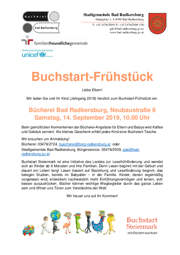 Einladung Zum Buchstart Fruhstuck Stadtgemeinde Bad Radkersburg