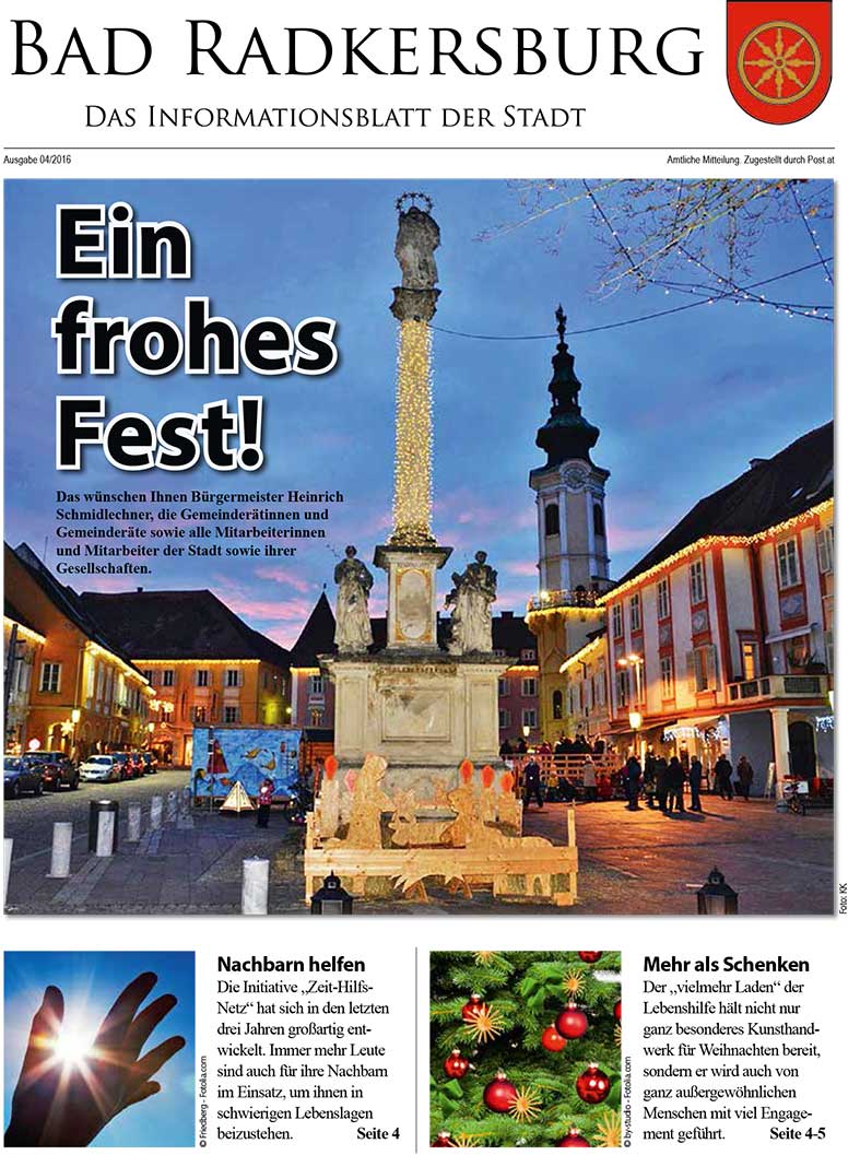 Die Zeitung der Stadtgemeinde für das 4. Quartal 2016 - Download als PDF